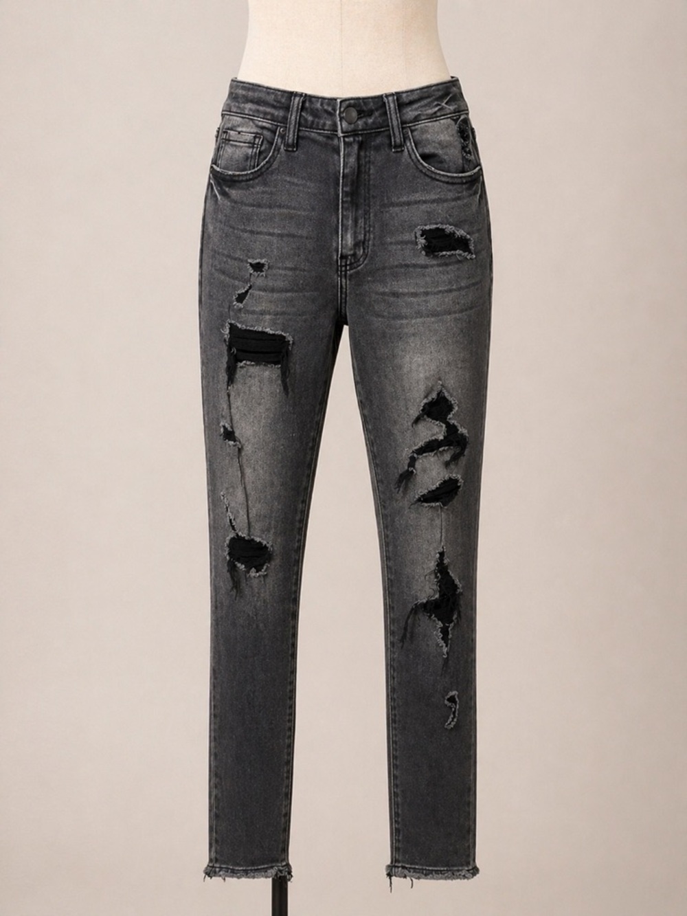 KanCan Washed Black High-Rise Distressed Skinny Jeans